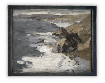 READY to SHIP 11x14 Vintage Seascape Canvas Print: Coastal Beach House Art