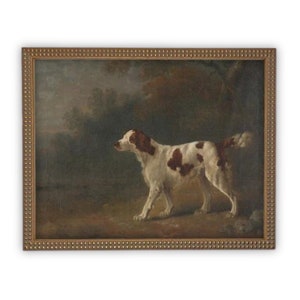 Vintage Framed Dog Canvas Print: Farmhouse Style