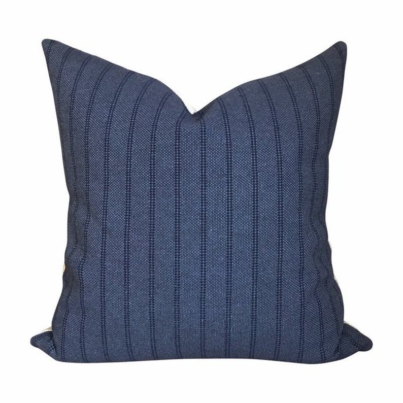 Indigo Stripe Textured Designer Pillows Blue Throw Pillows Modern Farmhouse Pillows Decorative Pillows Nautical Pillows