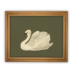 Vintage Swan Canvas Art Print: Framed Nursery Wall Decor