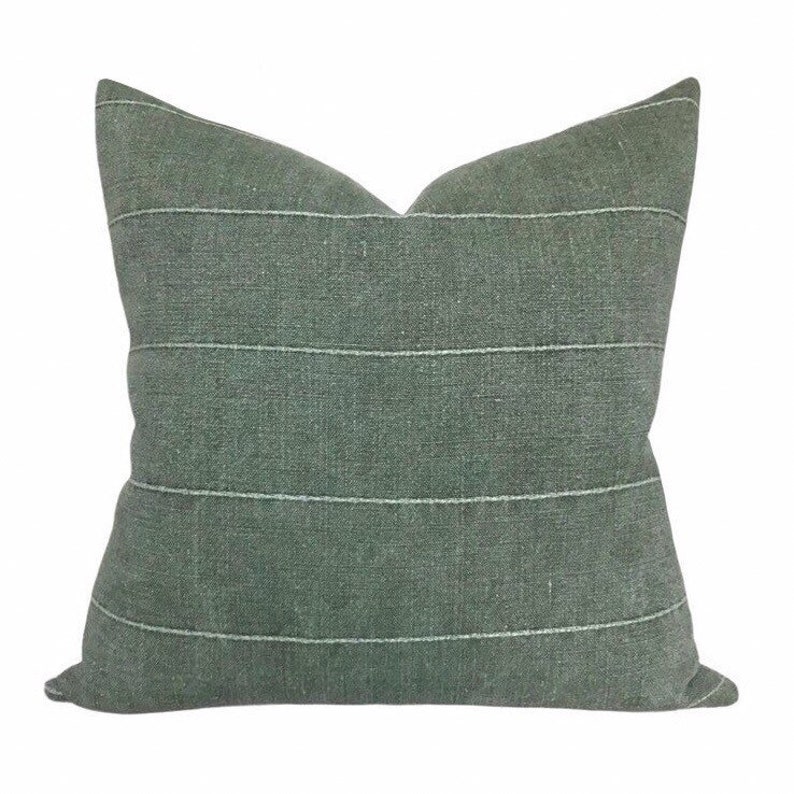 Green Vintage Pillow Cover // Farmhouse Decor Pillow // Gage Etsy