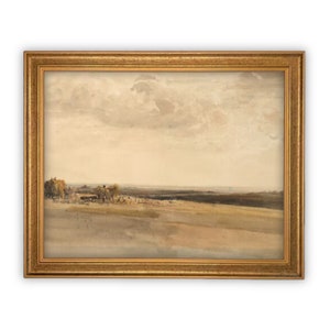 Vintage Framed Canvas Art  // Framed Vintage Print // Vintage Painting // Country Landscape // Farmhouse print //#LAN-218