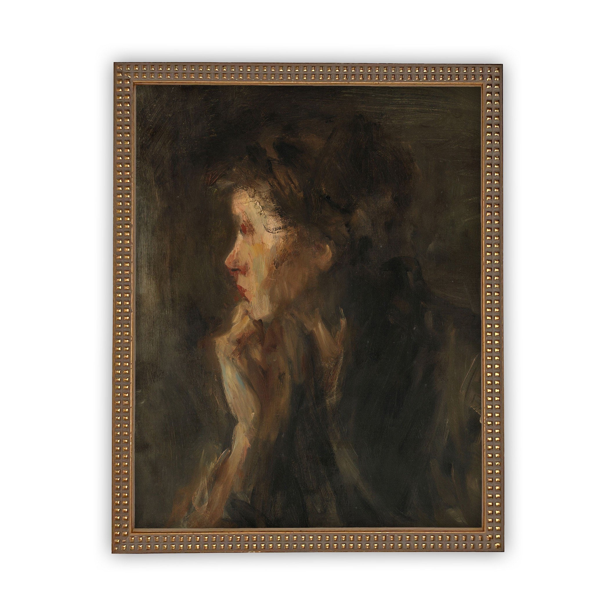 Framed Vintage Woman Portrait: Farmhouse Canvas Art Print - Etsy