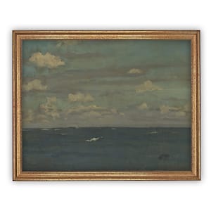Vintage Framed Canvas Art  // Framed Vintage Print // Vintage Painting // Coastal Beach Print// Farmhouse print //#COAS-157