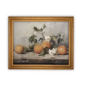 Vintage Framed Canvas Art // Framed Vintage Orange Print // Vintage Fruit // Still Life Kitchen Painting // Farmhouse print //ST-620 image 6