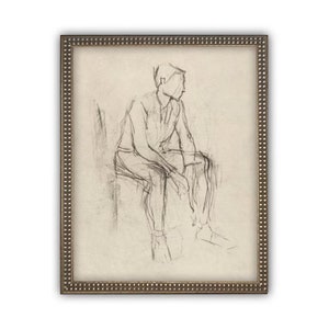 Vintage Framed Canvas Art  // Framed Vintage Print // Vintage Painting // Vintage Portrait Sketch // Neutral Art print //#P-539