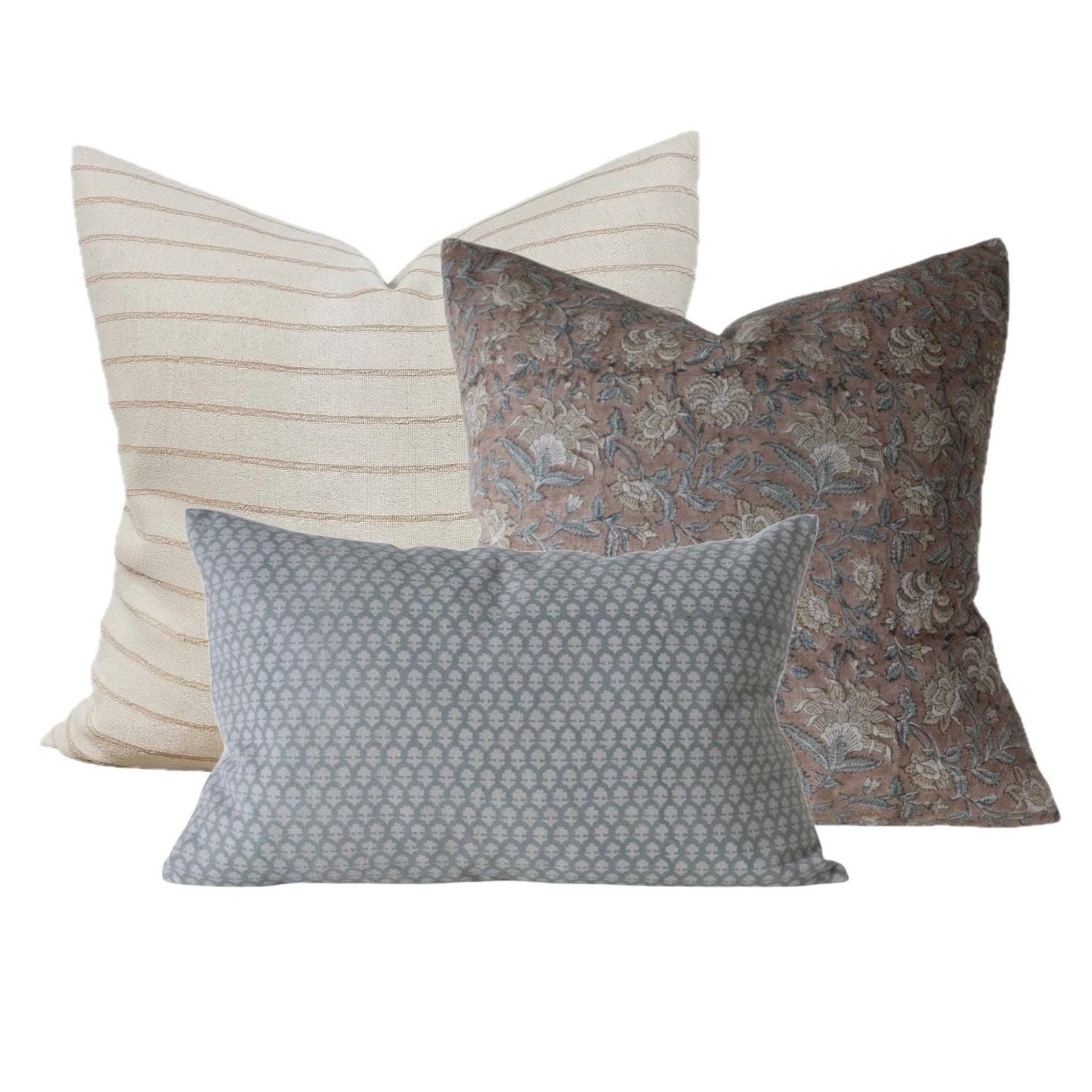 Linen + Cloth Curated Pillow Collection #12 // Santee, Payton, Algonia Pillows// Designer Pillow Combo // Turquoise Pink  //Modern Farmhouse