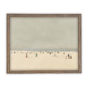 Vintage Framed Beach Canvas Art Print: Coastal Decor