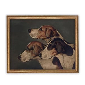 Vintage Framed Canvas Print: Moody Dog Portrait, Farmhouse Art