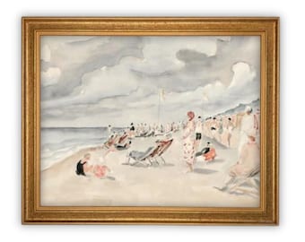 READY to SHIP 30x40 Framed Beach Print: Coastal Canvas Art Reproduction