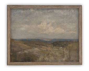 Framed Vintage Landscape Canvas Print: Modern Farmhouse Wall Art