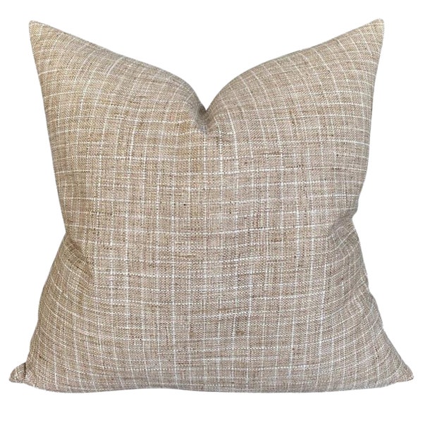 Designer Jake in Biscuit Pillow Cover  // Neutral Tan Throw Pillows // Decorative Pillows // Plaid throw pillow // Accent Pillow