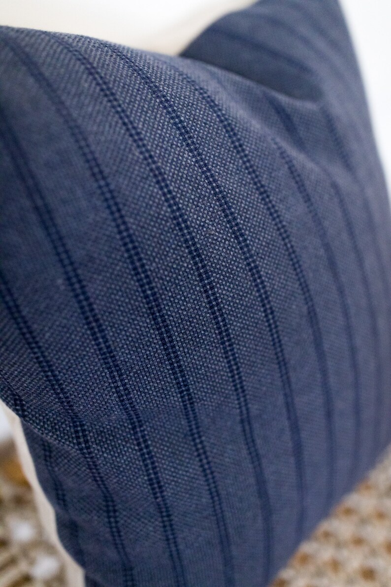 Indigo Stripe Textured Designer Pillows Blue Throw Pillows Modern Farmhouse Pillows Decorative Pillows Nautical Pillows