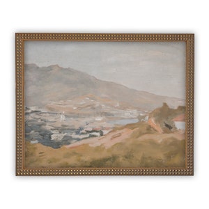 READY TO SHIP 11X14 Vintage Framed Canvas Art  // Framed Vintage Print // Vintage Painting // Pastel Landscape //#lan-104