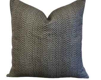 READY TO SHIP Designer Maresca Kantha in Charcoal Pillow Cover