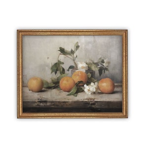 Vintage Framed Canvas Art // Framed Vintage Orange Print // Vintage Fruit // Still Life Kitchen Painting // Farmhouse print //ST-620 image 3