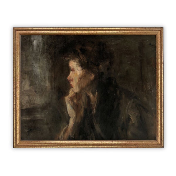 Vintage Framed Canvas Print: Portrait of a Woman