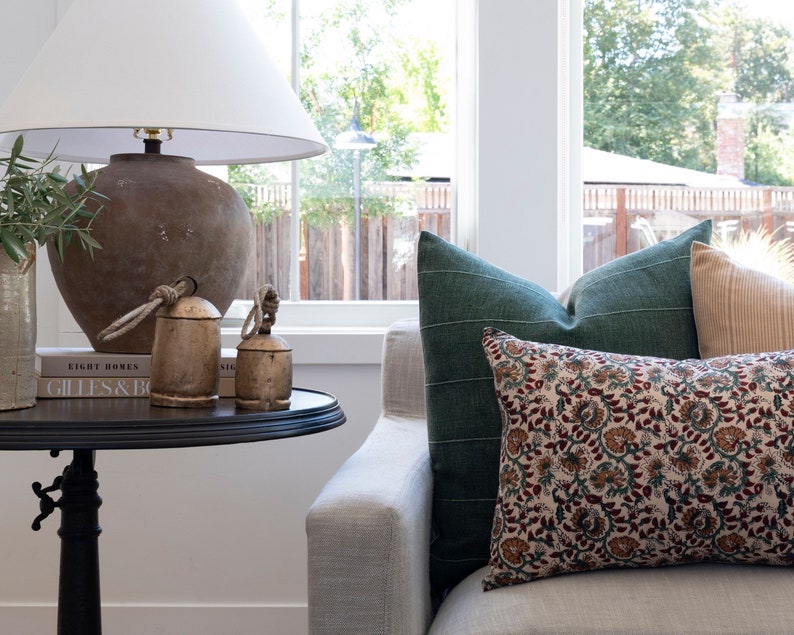 Green Vintage Pillow Cover // Farmhouse Decor Pillow // Gage Etsy