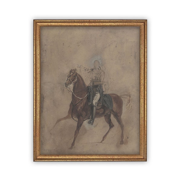 Vintage Horse Canvas Print: Framed Cowboy Art Reproduction