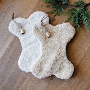 Dog Bone Sherpa Christmas Stockings  | Pet Christmas Stocking | Modern Farmhouse Christmas Stockings | Boutique High End | Neutral Stockings