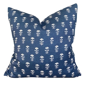 Walter G OUTDOOR Pillow Cover // Yukka in Atlantic // Designer Outdoor Pillow// Indigo Blue Pillows // Sunbrella Outdoor