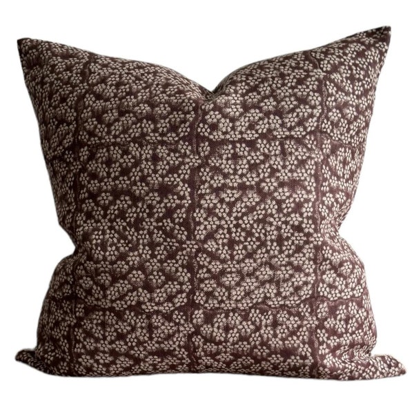 Designer Ditsy Pillow Cover in Berry // Purple Throw Pillows // Floral Throw Pillows // Burgundy Plum Pillow