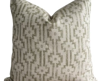 Designer Pillows Maresca Shipibo in Willow // Green Pillow Cover // Boutique Pillow Covers // High End Pillow // Modern Farmhouse
