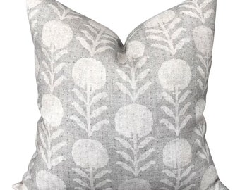 Designer Clay McLaurin Zinnia in Sand Pillow Cover // Neutral Throw Pillow //  Floral Throw Pillows