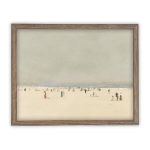 Vintage Framed Beach Canvas Art Print: Coastal Decor