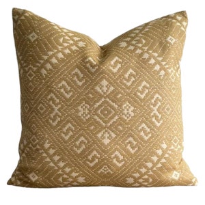 Woven Ikat OUTDOOR Pillow Cover // Designer Outdoor Pillow// Yellow Mustard Gold Outdoor Pillows // Sunbrella Outdoor