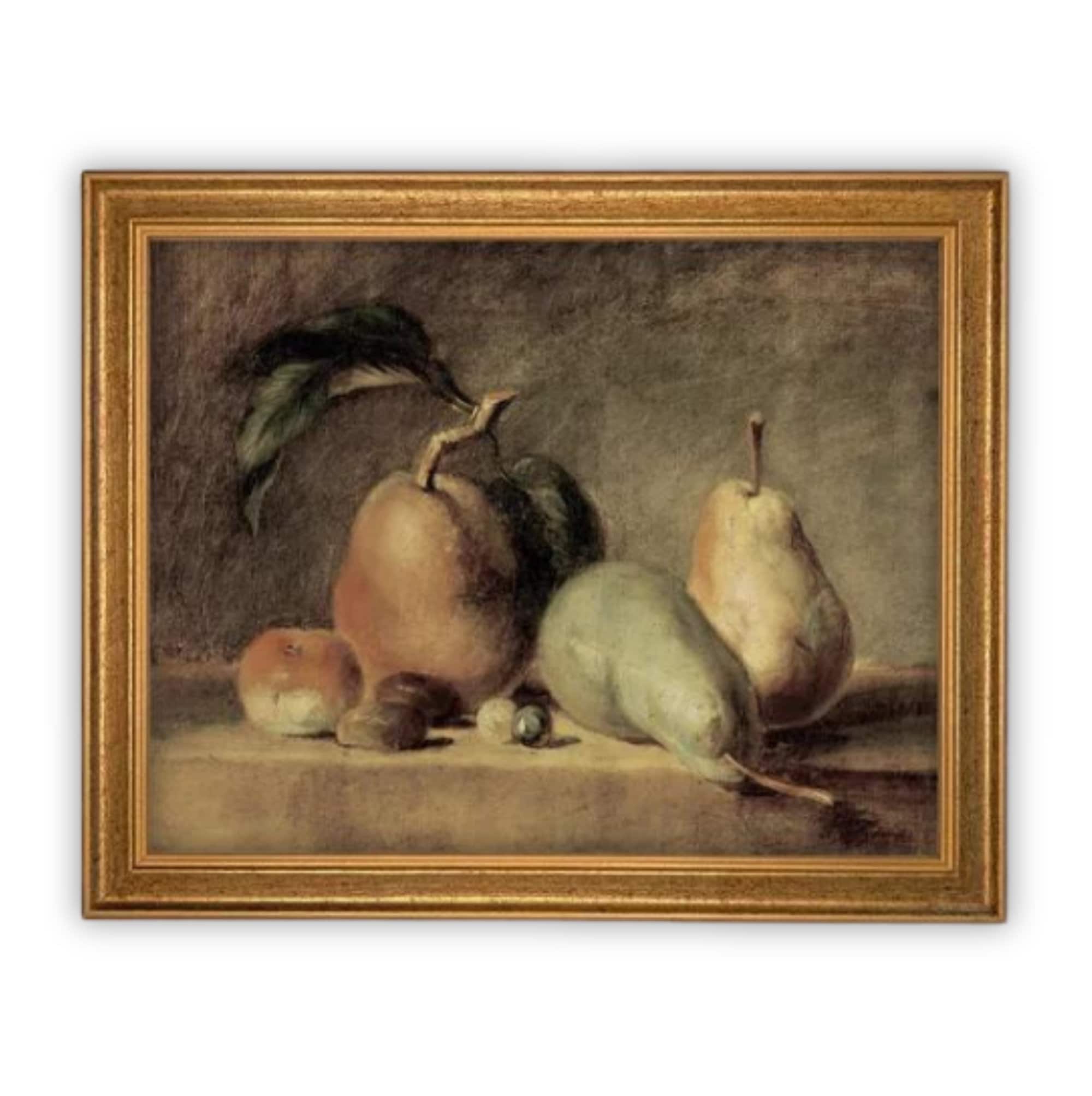 Vintage Framed Canvas Art  // Framed Vintage Print // Vintage Fruit Painting // Still Life Kitchen Painting // Farmhouse print //#ST-618