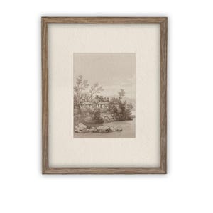 Vintage Framed Canvas Art  // Framed Vintage Print // Vintage Painting // Country Landscape // Farmhouse print //#LAN-246