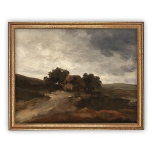 Lienzo enmarcado de estilo vintage: Arte de paisaje campestre