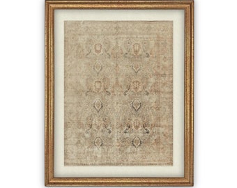 Framed Vintage Canvas Print: Neutral Tapestry Art