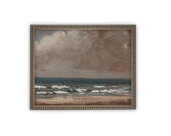Framed Vintage Coastal Seascape Canvas Art Print