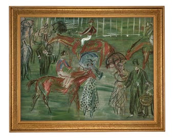 READY to SHIP 12x16 Framed Canvas Art  // Framed Vintage Print // Vintage Painting // Race Day Equestrian Art // Farmhouse print //#A-201