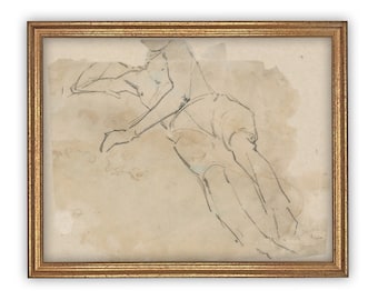 Framed Vintage Canvas Print: Portrait Sketch Art Reproduction