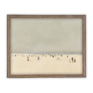 Vintage Framed Beach Canvas Art Print: Coastal Decor