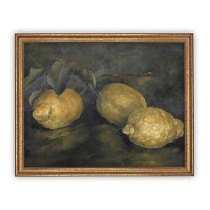 Framed Vintage Lemon Canvas Print: Still Life Kitchen Art