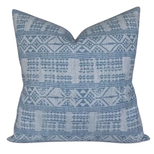 Peter Dunham Addis Designer Pillow Cover in Mist Blue // Decorative Pillow Cover // Indigo Blue Throw Pillows // Tribal Pillows // Boho