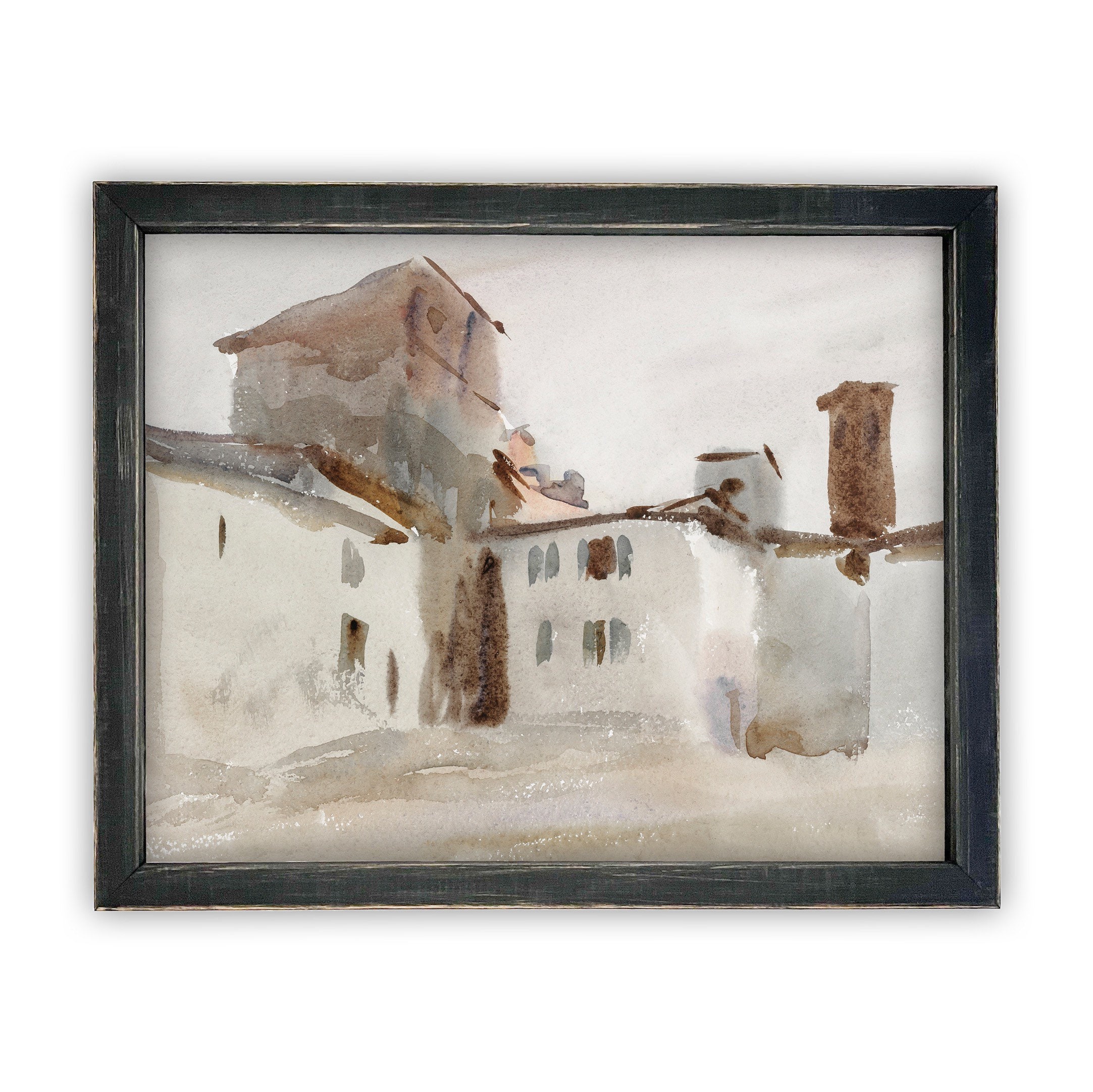 Framed Italian Villa Canvas Art Print: Vintage Neutral Decor - Etsy