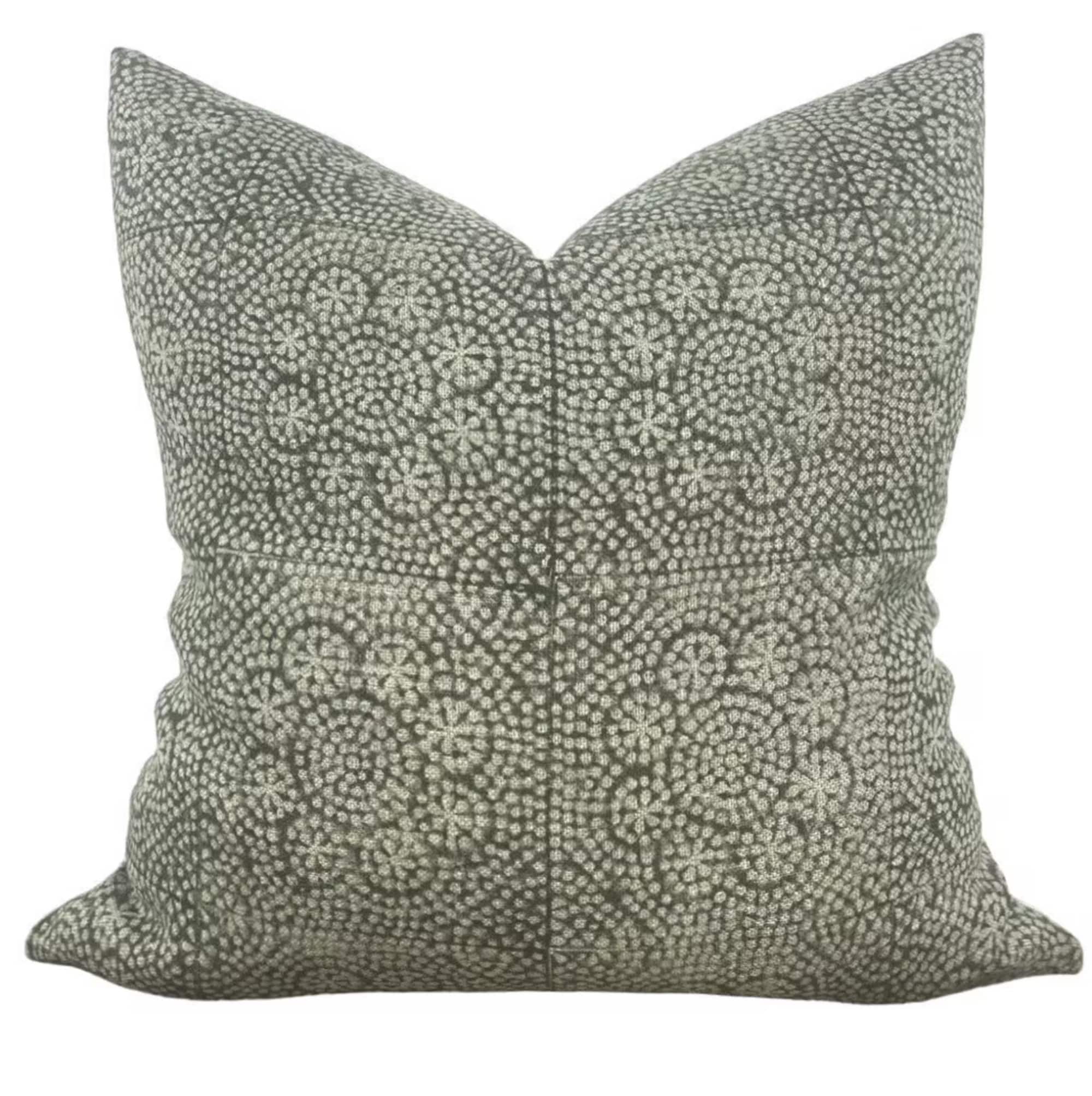 Designer Wisteria in Olive Pillow Cover // Green Floral Pillow // Boho Pillow // Decorative Throw Pillows // Modern Farmhouse