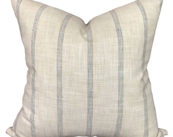 Designer Mineral Stripe Linen Pillow Cover // Turquoise Striped Linen Pillows // Modern Farmhouse Pillows  // Linen Pillow