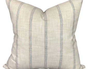 Designer Mineral Stripe Linen Pillow Cover