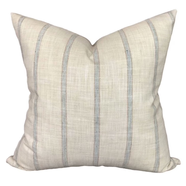 Designer Mineral Stripe Linen Pillow Cover