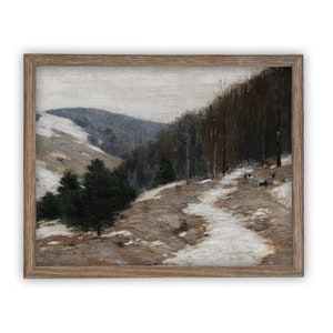 Vintage Framed Canvas Art  // Framed Vintage Christmas Print // Vintage Painting // Winter Landscape // Farmhouse print //#CH-314