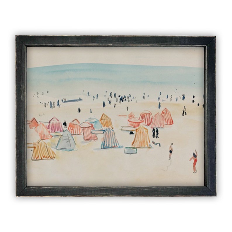 Vintage Framed Canvas Art // Framed Vintage Print // Vintage Painting // Coastal Beach Art // Beach House print //COAS-156 image 6