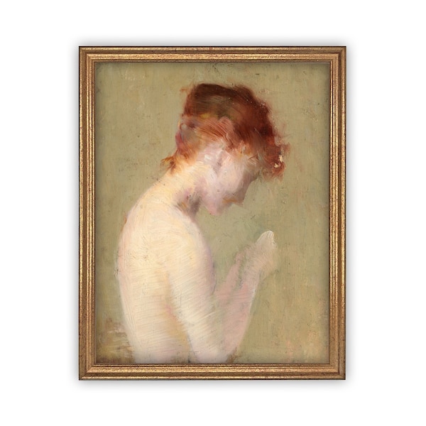 Vintage Framed Canvas Art // Framed Vintage Print // Vintage Painting // Portrait of a Woman // Antique oil painting print //#P-527