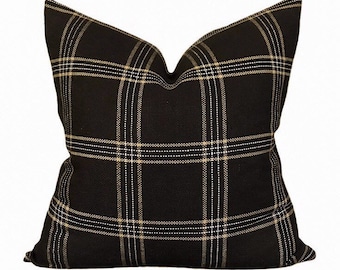 black plaid pillow covers