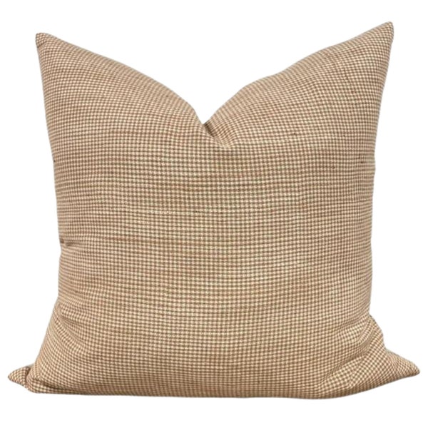 Designer "Arvin" Checkered Pillow Cover // Brown Rust and Cream Pillow Cover // Boutique Pillow Covers // Modern Farmhouse